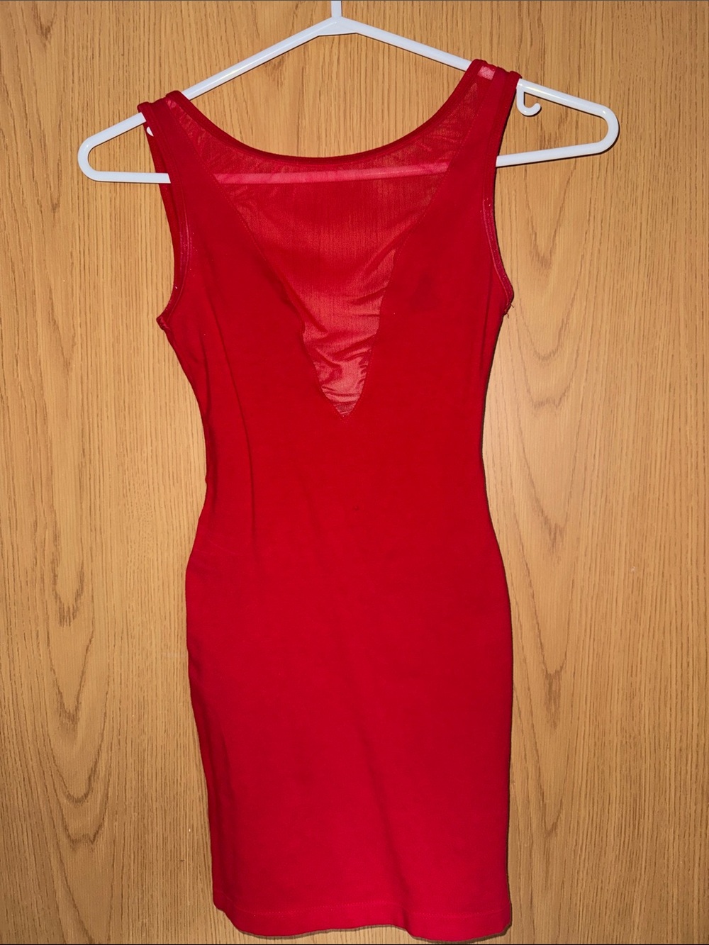 Red Mesh-Back Bodycon Mini Dress - Women's Elegant Nightwear